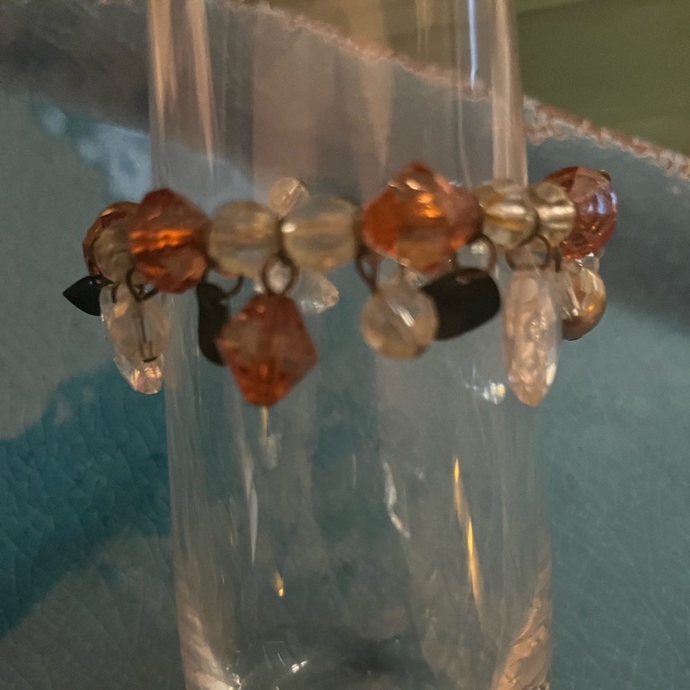 Beaded orange and clear bracelet